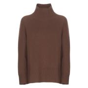 Brun Cashmere Uld Høj Hals Sweater