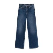 Blå Stretch Denim Wide Leg Jeans