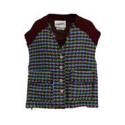 Bordeaux Tweed Oversized Vest