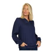 Navy Eva.Au24 Bluse med V-Hals