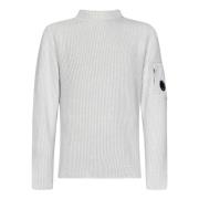 Hvid Crewneck Sweater med Lynlåslomme