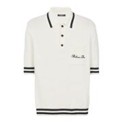 Uld poloshirt med signaturbroderi