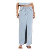 Maxi Denim Nederdel med Frontslids