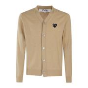 Sort V-hals Cardigan med Emblem