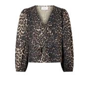 Leopard Print Bluse med Sløjfedetaljer