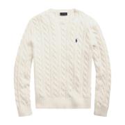 Beige Bomuld Almindelig Pasform Sweater