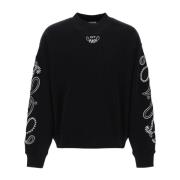 Stencil-stil Crewneck Sweatshirt med Paisley-detaljer