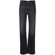 Sorte højtaljede straight-leg jeans