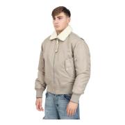 Beige Aviator Bomberjakke