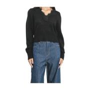 Mohair Crop Sweater med Blonder Detaljer