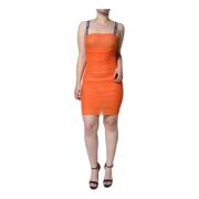 Orange Sheer Bodycon Mini Kjole