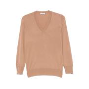 Brun Uld V-hals Sweater