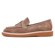 Suede Slip-On Loafers - Beige