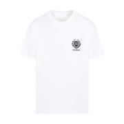 Hvid Bomulds T-Shirt med Sort Logo