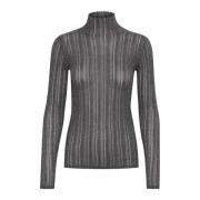 Stribet Pullover Sweater Gun Metal