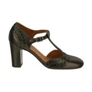 Jern Metalliseret Læder T-Strap Pumps