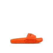 Orange Logo Fabric Slider Sandals