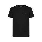 Sort Bomulds T-shirt med Broderet Logo