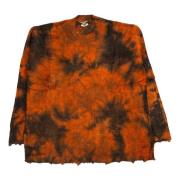 Farvet Sweater i Brun/Orange