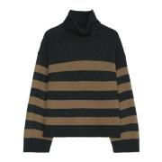 Almindelig stribet turtleneck sweater