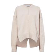 Beige Sweater med Høj Krave