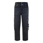 Black Denim Jeans Double Pocket Scratch