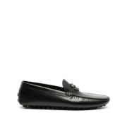 Sort læder loafers casual flade