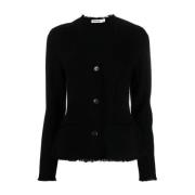 Elegant Sort Blazer med Lommer