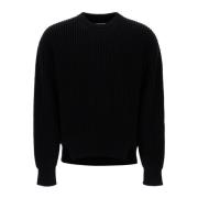 Oversized Ribstrikket Uldstrik Pullover