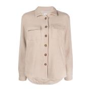 Casual Beige Uld Nylon Jakke