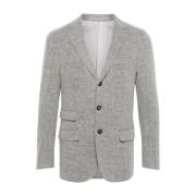 Elegant Grå Alpaca Læder Blazer