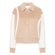 Beige Uld Varsity Jakke