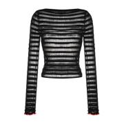 Multifarvet Sheer Stripe Casual Sweater