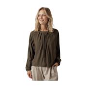 Grøn Plisseret Bluse Oversized Pasform