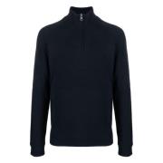 Blå Half Zip Sweater Casual Stil