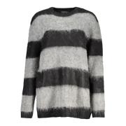 Stribet Langærmet Sweater Sort