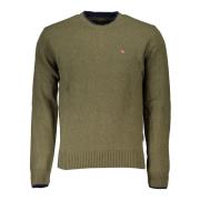 Grøn Langærmet Sweater med Broderi