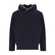 Navy Blue Hoodie med Hvide Linjer