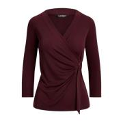 Bordeaux bluse med rynkning