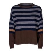 Dame Crewneck Sweater. Langærmet. Uld Cashmere. Italiensk lavet