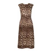 Leopard-print midi kjole i brun