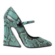 Aqua Python Læder Mary Jane Pumps