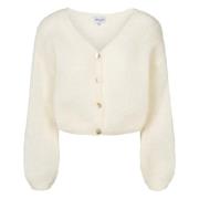 Hvid Cropped Cardigan Mohair Knaplukning