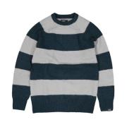 Edmund Stripe Crew Mørkeblå Sweater