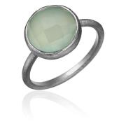 Chalcedon Aqua Ring Oxideret Sterlingsølv