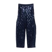 Navy Blue Sequin Bæltebukser