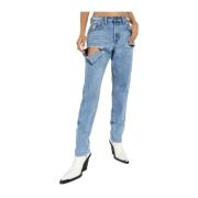 Blå Mid Waist Ballon Jeans