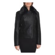 Aftagelig faux fur biker jakke