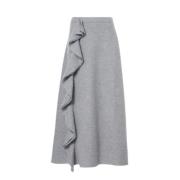 Elastisk Talje Heather Grey Uld Nederdel