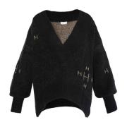 V-Neck Sweater Heavy Knitwear Tops